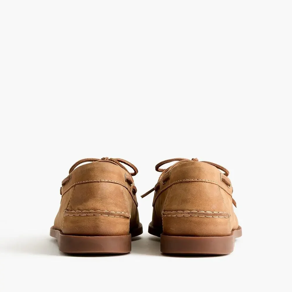J. Crew Men's Leather Boat Shoes Comfort Round-Toe Leather Oil Tan Size 10 NWOB